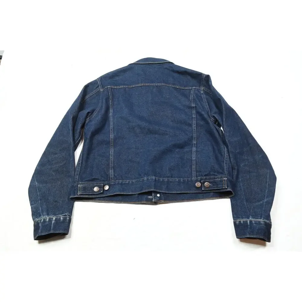 Vintage Wrangler Denim Trucker Jacket Mens 46 Blue 14oz Denim Button-Front USA